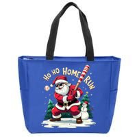 Santa Playing Baseball Ho Ho Home Run Baseball Christmas Gift Zip Tote Bag