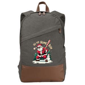 Santa Playing Baseball Ho Ho Home Run Baseball Christmas Gift Cotton Canvas Backpack