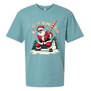 Santa Playing Baseball Ho Ho Home Run Baseball Christmas Gift Sueded Cloud Jersey T-Shirt