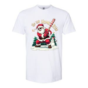 Santa Playing Baseball Ho Ho Home Run Baseball Christmas Gift Softstyle CVC T-Shirt