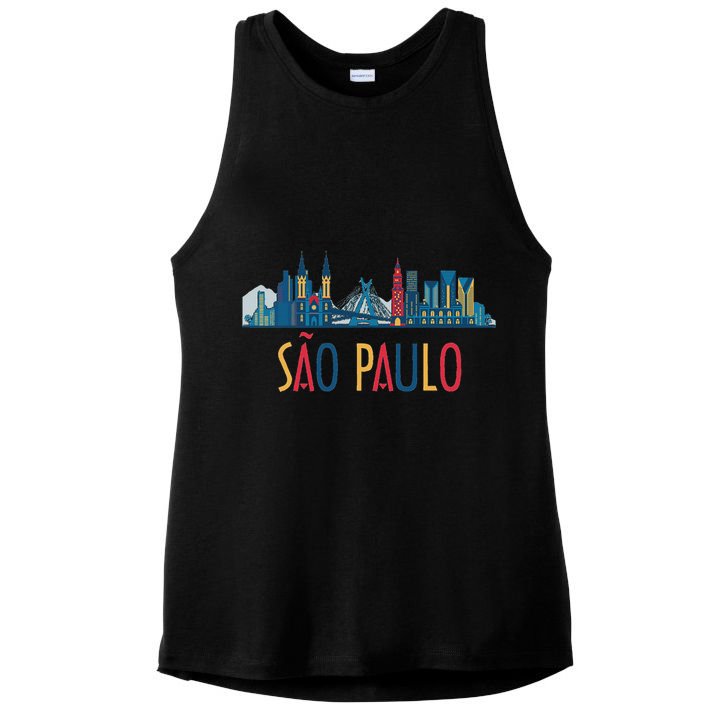 Sao Paulo Brazil Skyline Brazil Souvenir Gift Ladies PosiCharge Tri-Blend Wicking Tank
