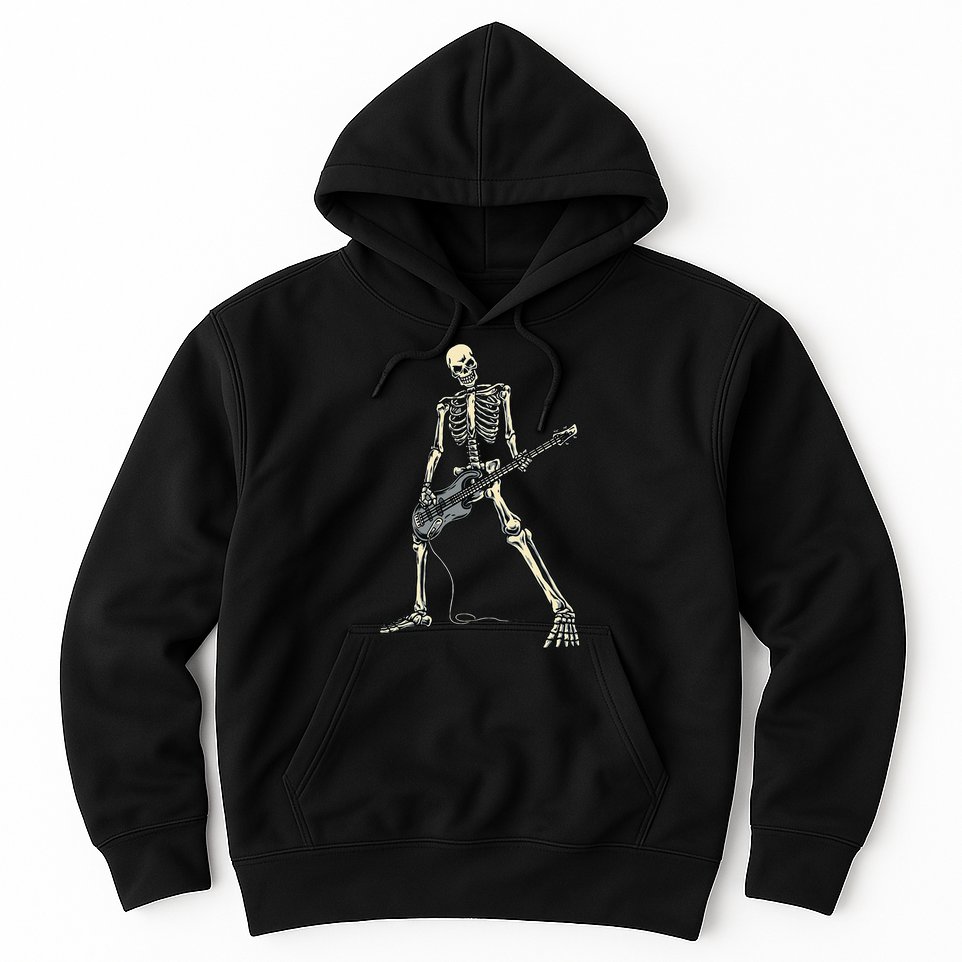 Skeleton Playing Bass For Bassist And Bass Guitar Players Hoodie