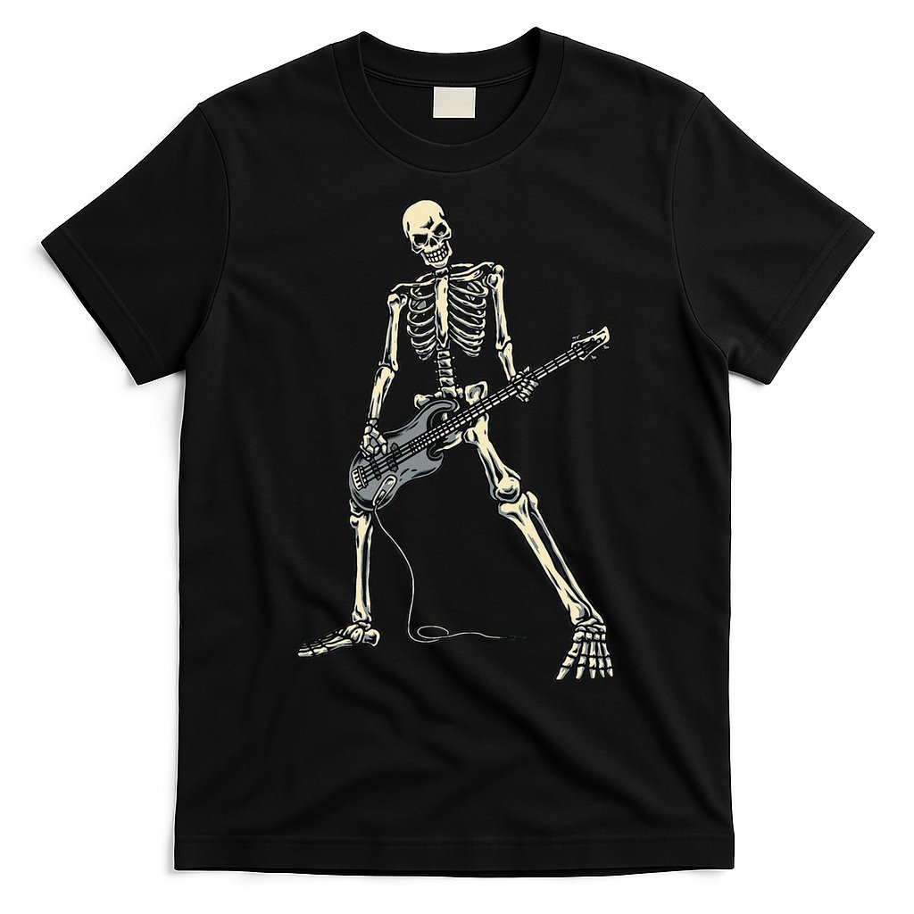 Skeleton Playing Bass For Bassist And Bass Guitar Players T-Shirt