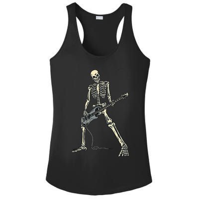 Skeleton Playing Bass For Bassist And Bass Guitar Players Ladies PosiCharge Competitor Racerback Tank