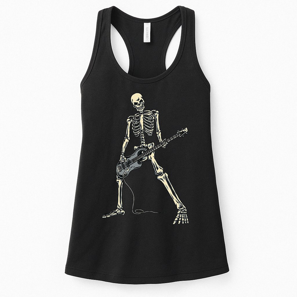 Skeleton Playing Bass For Bassist And Bass Guitar Players Womens Tank Top
