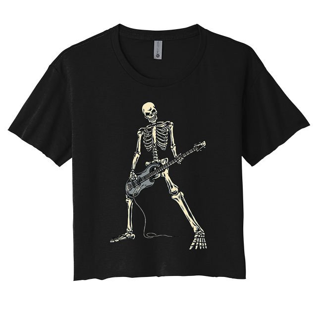 Skeleton Playing Bass For Bassist And Bass Guitar Players Crop Top