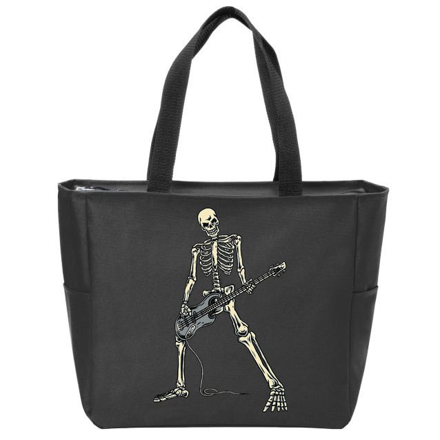 Skeleton Playing Bass For Bassist And Bass Guitar Players Zip Tote Bag