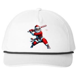 Santa Playing Baseball Christmas Baseball Player Snapback Five-Panel Rope Hat