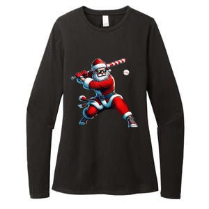 Santa Playing Baseball Christmas Baseball Player Womens CVC Long Sleeve Shirt