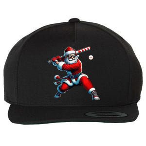 Santa Playing Baseball Christmas Baseball Player Wool Snapback Cap