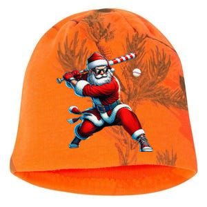 Santa Playing Baseball Christmas Baseball Player Kati - Camo Knit Beanie