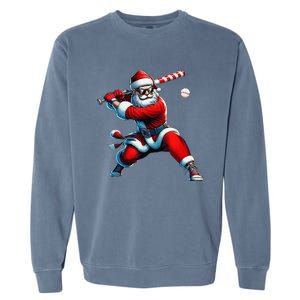 Santa Playing Baseball Christmas Baseball Player Garment-Dyed Sweatshirt