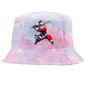 Santa Playing Baseball Christmas Baseball Player Tie-Dyed Bucket Hat