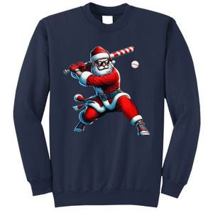 Santa Playing Baseball Christmas Baseball Player Sweatshirt