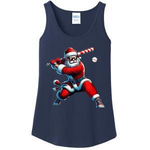 Santa Playing Baseball Christmas Baseball Player Ladies Essential Tank