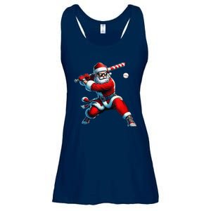 Santa Playing Baseball Christmas Baseball Player Ladies Essential Flowy Tank