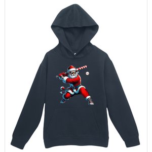 Santa Playing Baseball Christmas Baseball Player Urban Pullover Hoodie