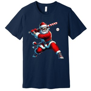 Santa Playing Baseball Christmas Baseball Player Premium T-Shirt