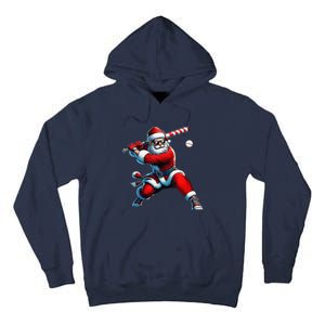 Santa Playing Baseball Christmas Baseball Player Tall Hoodie