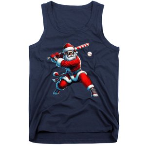 Santa Playing Baseball Christmas Baseball Player Tank Top