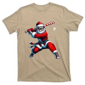 Santa Playing Baseball Christmas Baseball Player T-Shirt