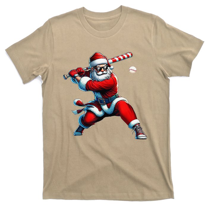 Santa Playing Baseball Christmas Baseball Player T-Shirt