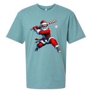 Santa Playing Baseball Christmas Baseball Player Sueded Cloud Jersey T-Shirt