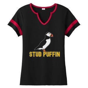 Stud Puffin Birthday Seabird Muffin Arctic Style Animals Cute Gift Ladies Halftime Notch Neck Tee