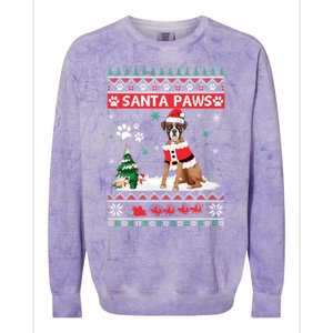 Santa Paws Boxer Merry Christmas Dog Funny Xmas Cool Gift Colorblast Crewneck Sweatshirt