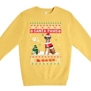 Santa Paws Boxer Merry Christmas Dog Funny Xmas Cool Gift Premium Crewneck Sweatshirt