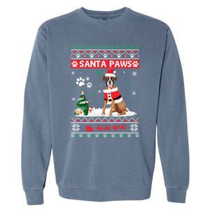 Santa Paws Boxer Merry Christmas Dog Funny Xmas Cool Gift Garment-Dyed Sweatshirt