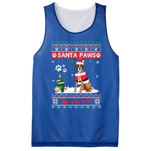 Santa Paws Boxer Merry Christmas Dog Funny Xmas Cool Gift Mesh Reversible Basketball Jersey Tank