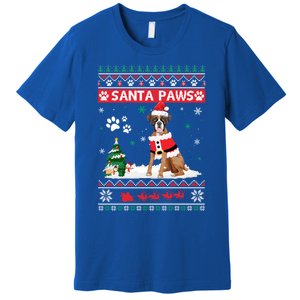 Santa Paws Boxer Merry Christmas Dog Funny Xmas Cool Gift Premium T-Shirt