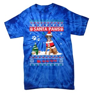 Santa Paws Boxer Merry Christmas Dog Funny Xmas Cool Gift Tie-Dye T-Shirt