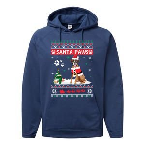 Santa Paws Boxer Merry Christmas Dog Funny Xmas Cool Gift Performance Fleece Hoodie