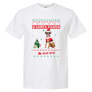 Santa Paws Boxer Merry Christmas Dog Funny Xmas Cool Gift Garment-Dyed Heavyweight T-Shirt