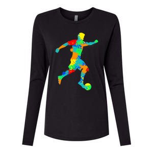 Soccer Player Boy Womens Cotton Relaxed Long Sleeve T-Shirt