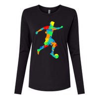 Soccer Player Boy Womens Cotton Relaxed Long Sleeve T-Shirt