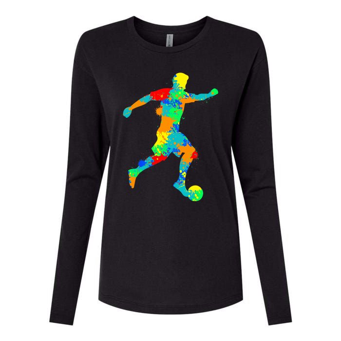 Soccer Player Boy Womens Cotton Relaxed Long Sleeve T-Shirt