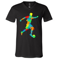 Soccer Player Boy V-Neck T-Shirt