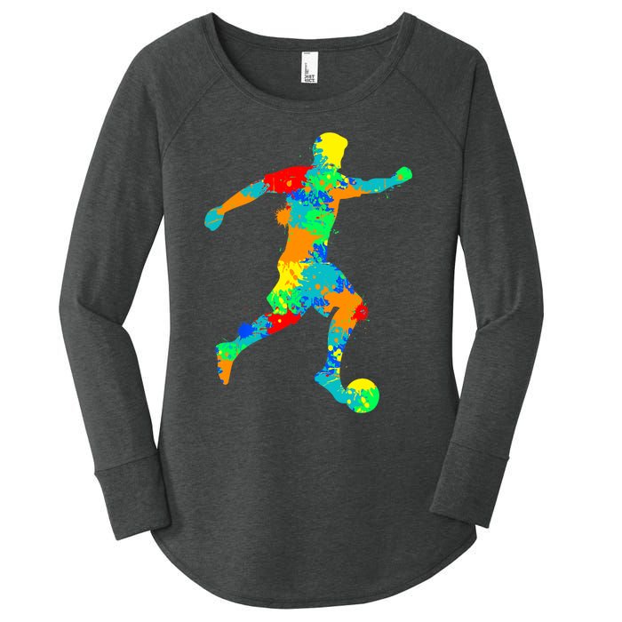 Soccer Player Boy Women's Perfect Tri Tunic Long Sleeve Shirt