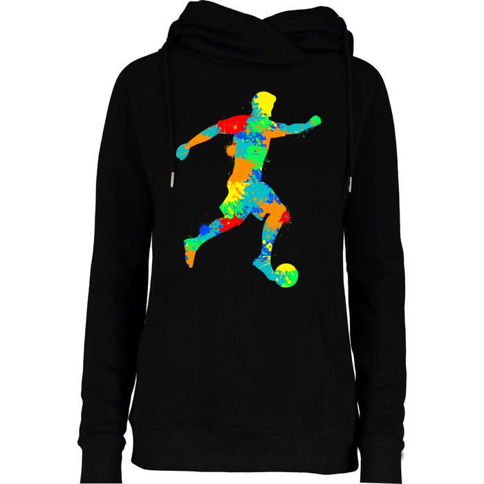 Soccer Player Boy Womens Funnel Neck Pullover Hood