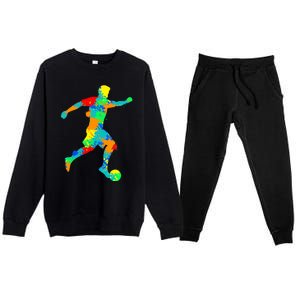 Soccer Player Boy Premium Crewneck Sweatsuit Set