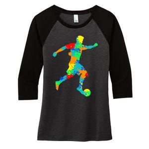 Soccer Player Boy Women's Tri-Blend 3/4-Sleeve Raglan Shirt