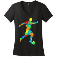 Soccer Player Boy Women's V-Neck T-Shirt