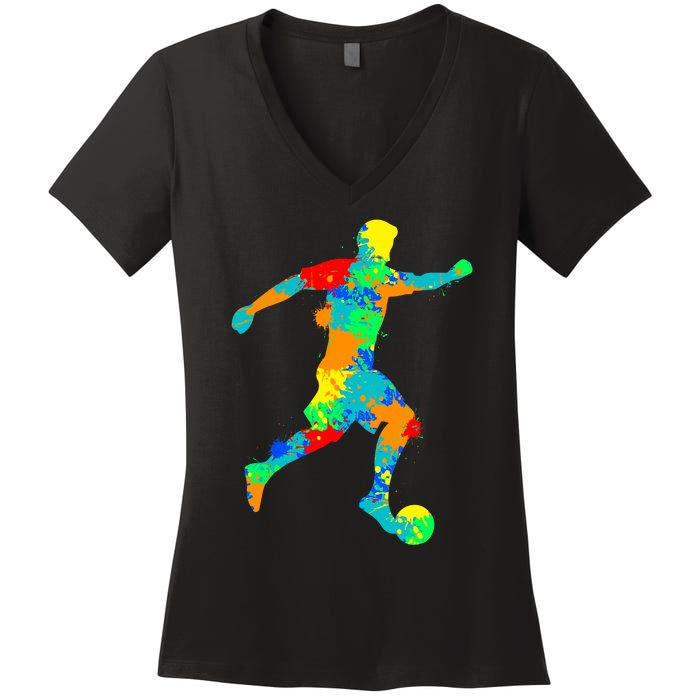 Soccer Player Boy Women's V-Neck T-Shirt