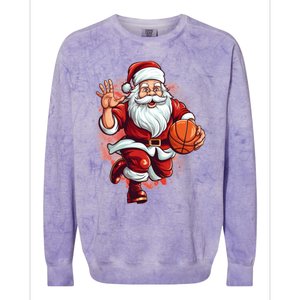 Santa Playing Basketball Christmas Basketball Player Xmas Great Gift Colorblast Crewneck Sweatshirt