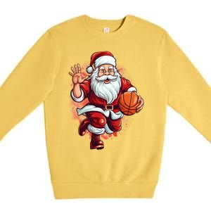 Santa Playing Basketball Christmas Basketball Player Xmas Great Gift Premium Crewneck Sweatshirt