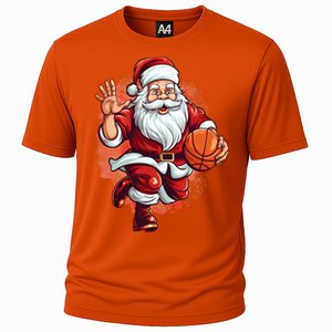 Santa Playing Basketball Christmas Basketball Player Xmas Great Gift Cooling Performance Crew T-Shirt