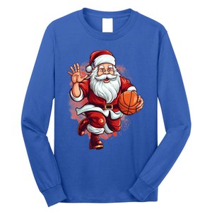 Santa Playing Basketball Christmas Basketball Player Xmas Great Gift Long Sleeve Shirt